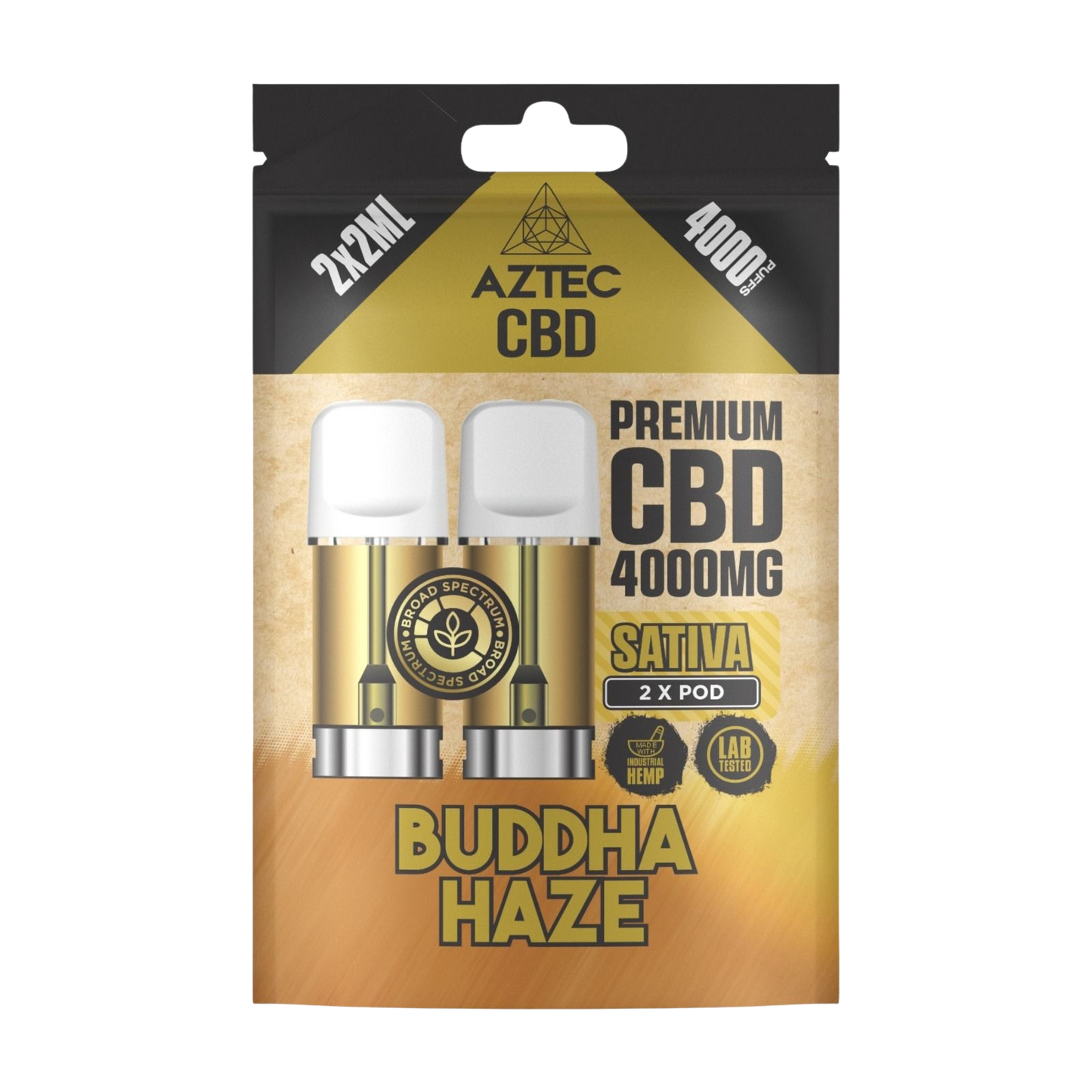 Aztec CBD Premium CBD Pods 4000mg 2x2ml - Buddha Haze