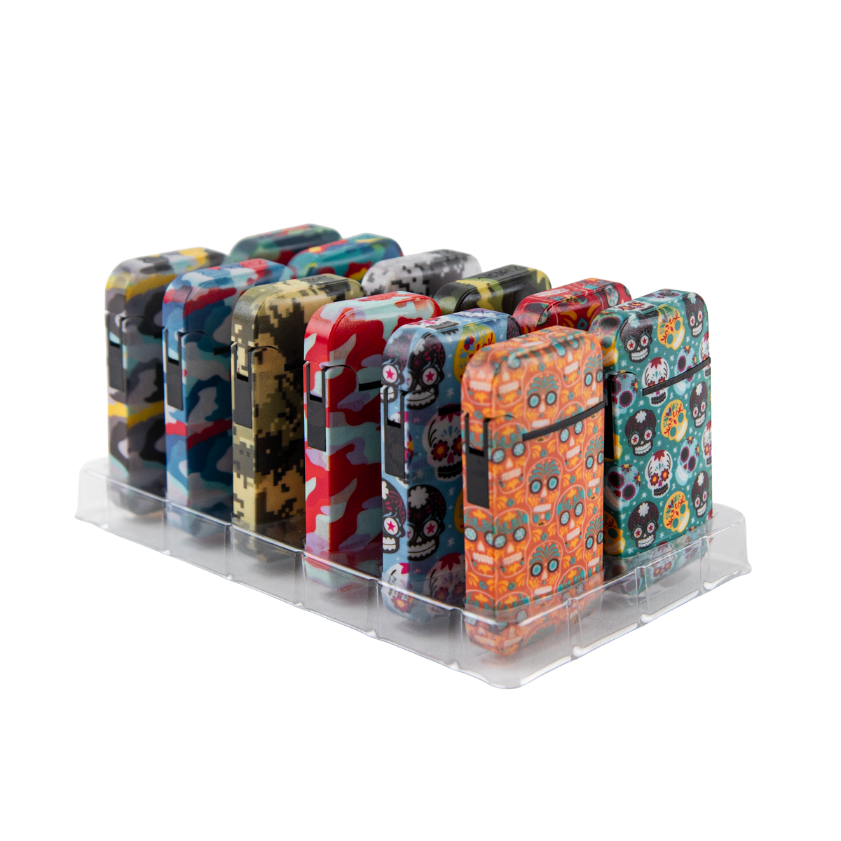 Zengaz Zl-13 Camo And Calavera Wing Jet Lighters (12 Pack)
