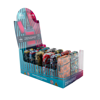 Zengaz Zl-13 Camo And Calavera Wing Jet Lighters (12 Pack)