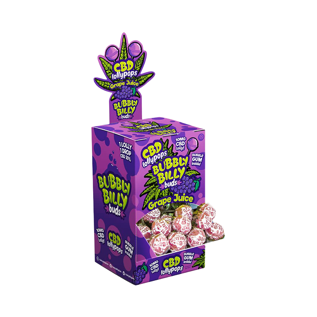 Bubbly Billy Buds CBD Lollipops - Grape Juice (100 Pack)