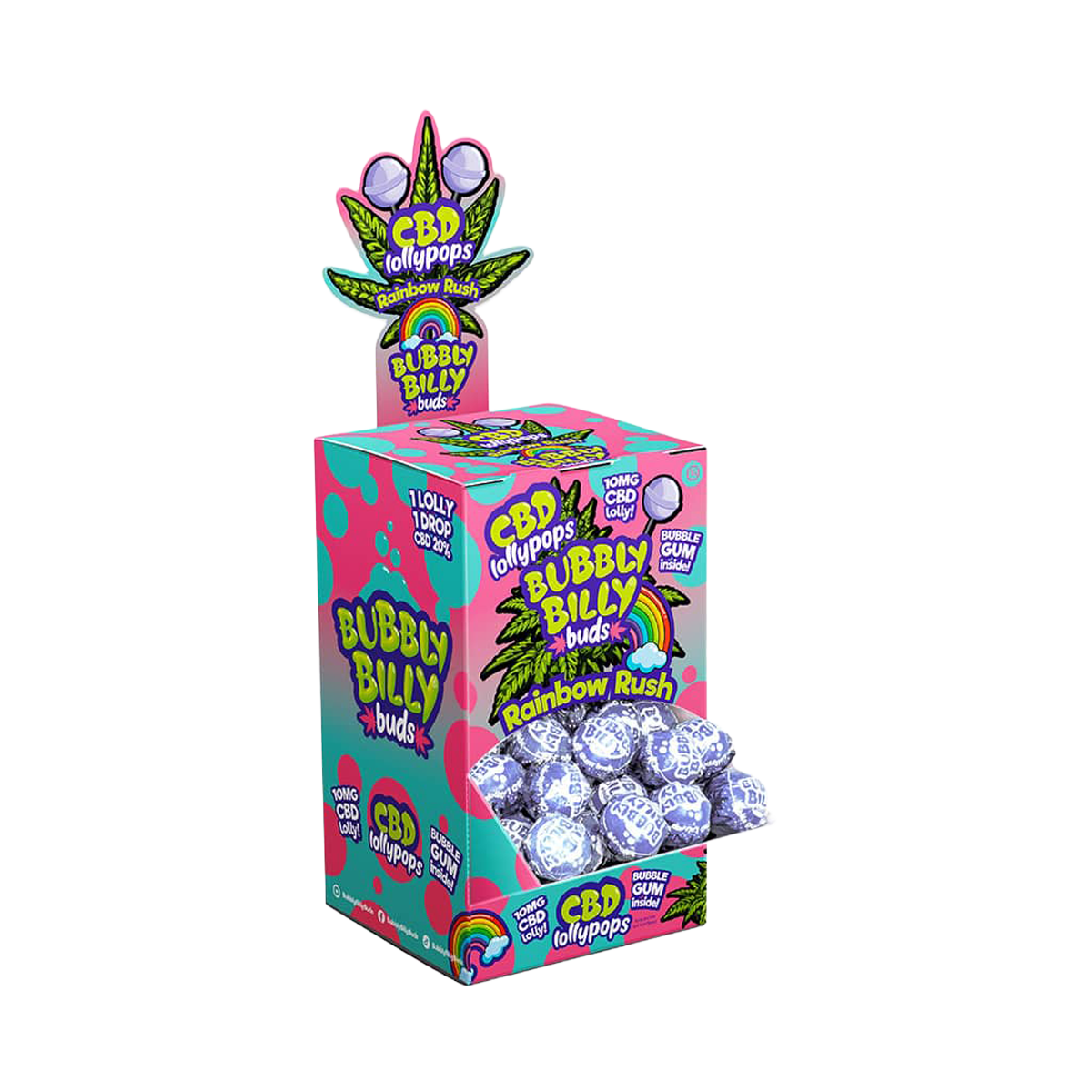 Bubbly Billy Buds CBD Lollipops - Rainbow Rush (100 Pack)