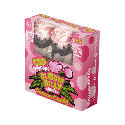 Multitrance Bubbly Billy Buds CBD Lollipops: Cotton Candy (5 Pack Gift Box)
