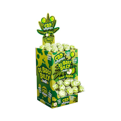Multitrance Bubbly Billy Buds CBD Lollipops: Sour Apple (100 Pack)