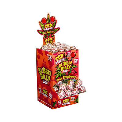 Multitrance Bubbly Billy Buds CBD Lollipops: Sour Raspberry (100 Pack)