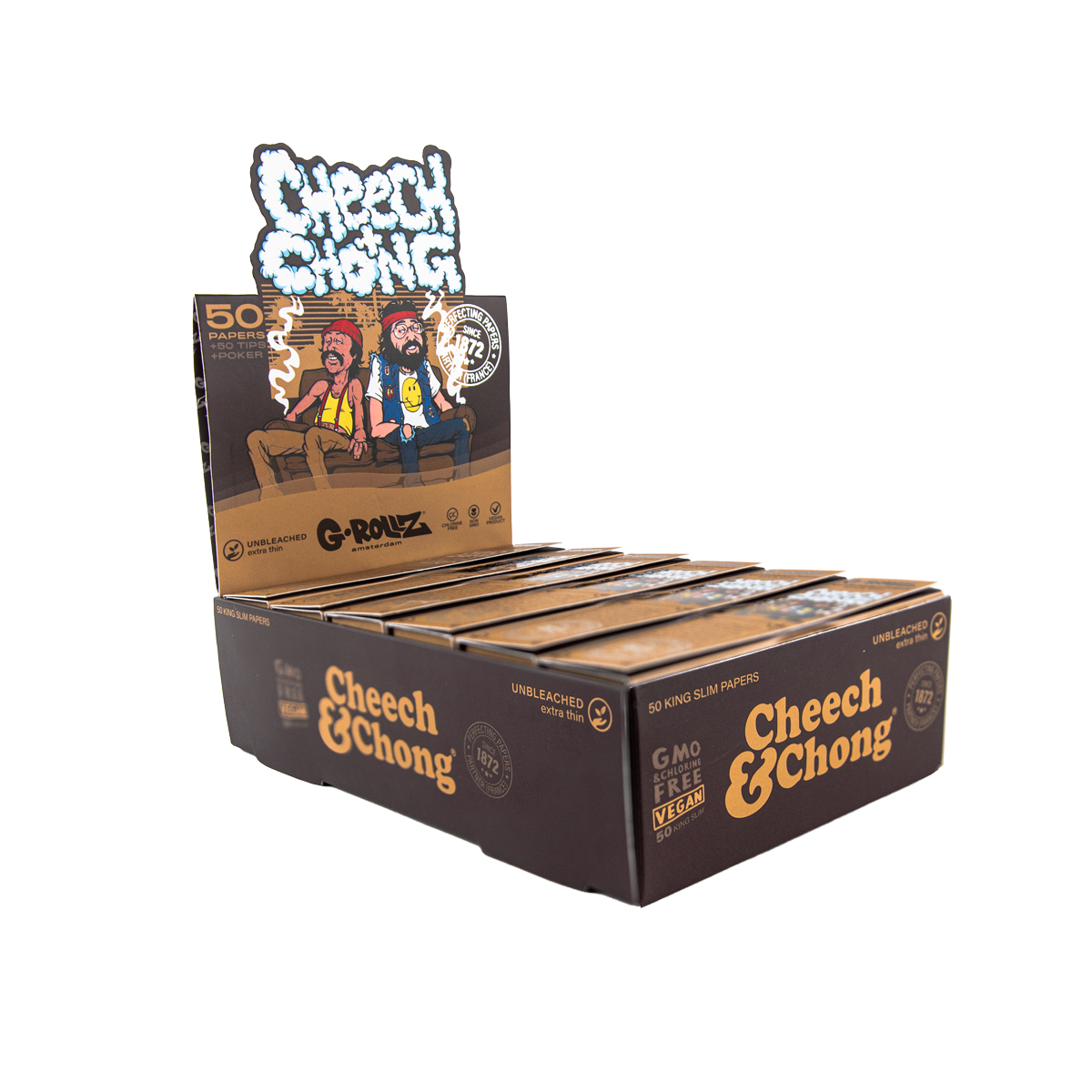 G-Rollz Cheech & Chong Unbleached Rolling Papers, Tips & Poker