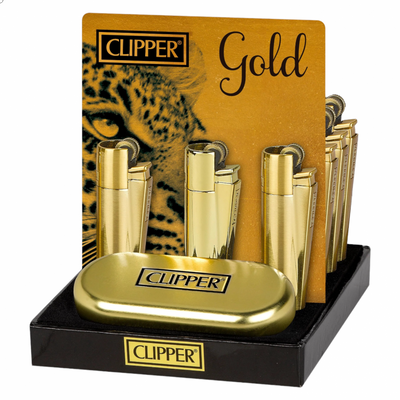 Clipper Metal Lighters Display - Gold (12 pcs)