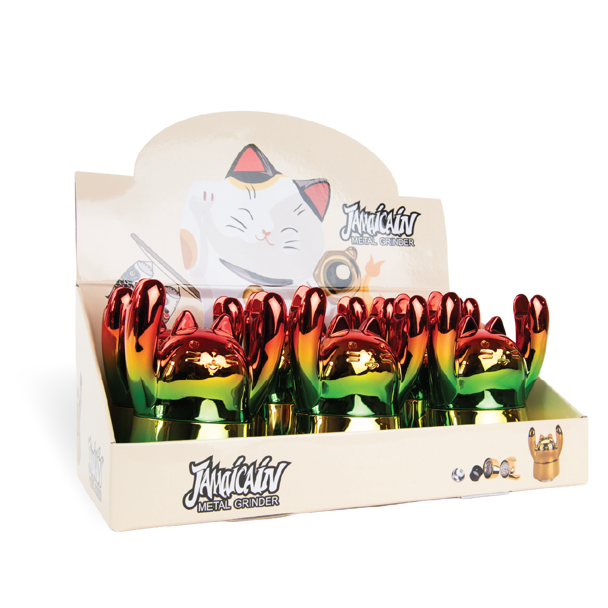 Jamaican Metal Cat Grinders: Multicolour (6 Pack)