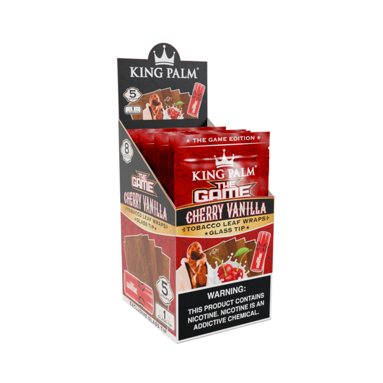 King Palm The Game Tobacco Leaf Wraps & Glass Tip - Cherry Vanilla (Full Box)
