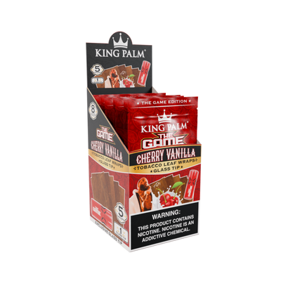 King Palm The Game Tobacco Leaf Wraps & Glass Tip - Cherry Vanilla (Full Box)
