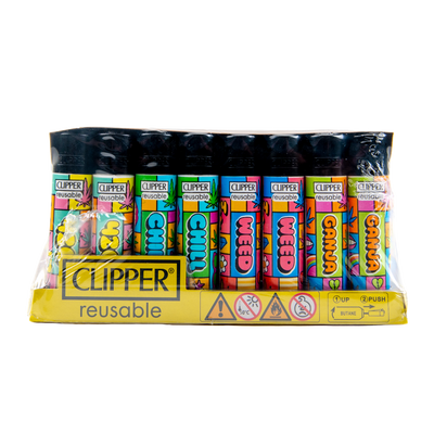 Clipper: Pop Weed BW LB Lighters (48 Pack)
