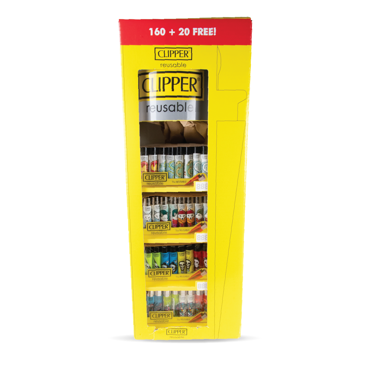Clipper Lighter Display Stand: 4 Tier - 160 Lighters + 20 FREE Lighters!