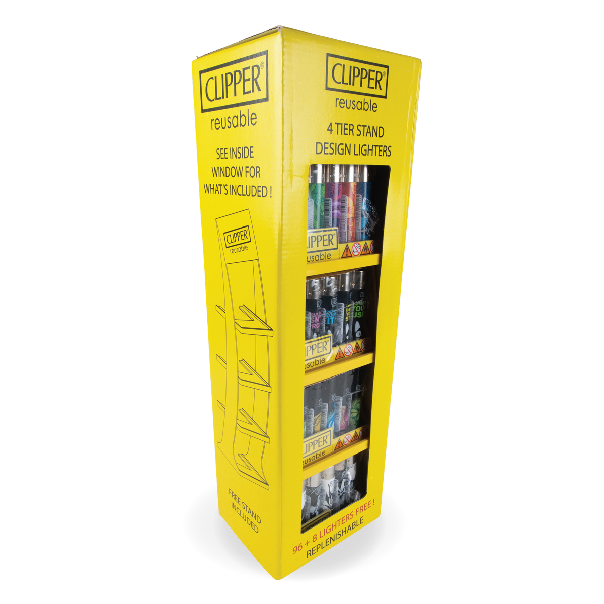 Clipper Lighter Display Stand: 4 Tier - 96 Lighters + 8 FREE!