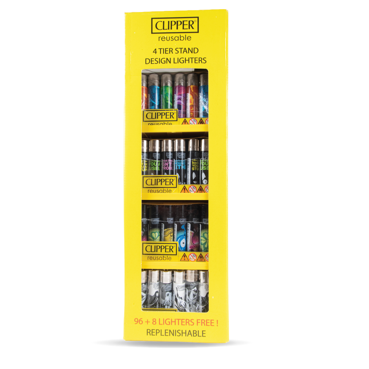 Clipper Lighter Display Stand: 4 Tier - 96 Lighters + 8 FREE!