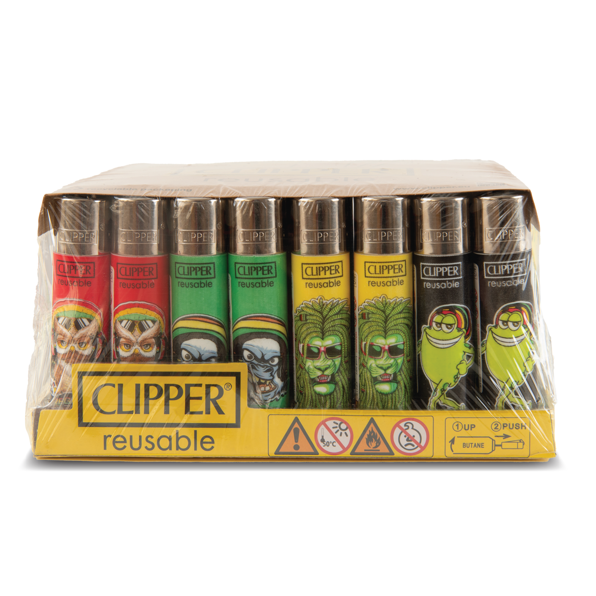 Clipper Lighters: Rasta Animals C LB (48 Pack)