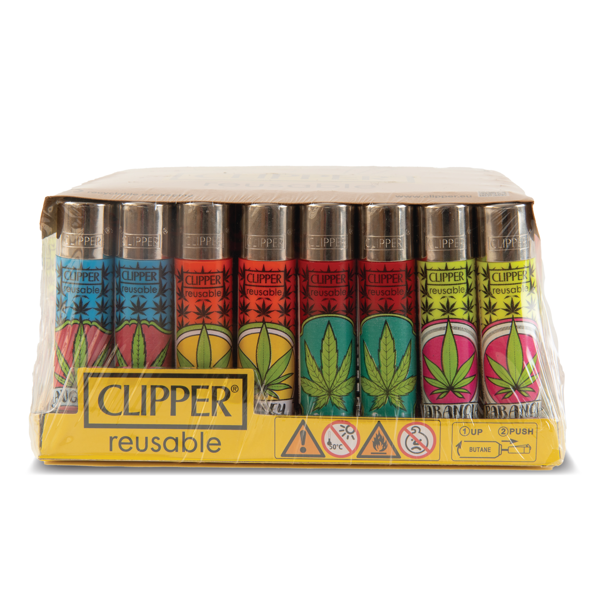 Clipper Lighters: Weed Frontal LB (48 Pack)