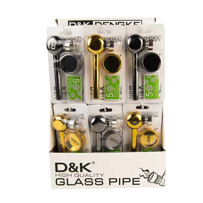 D&K Smokers Pipes: Glass Black & Gold (24 pack)