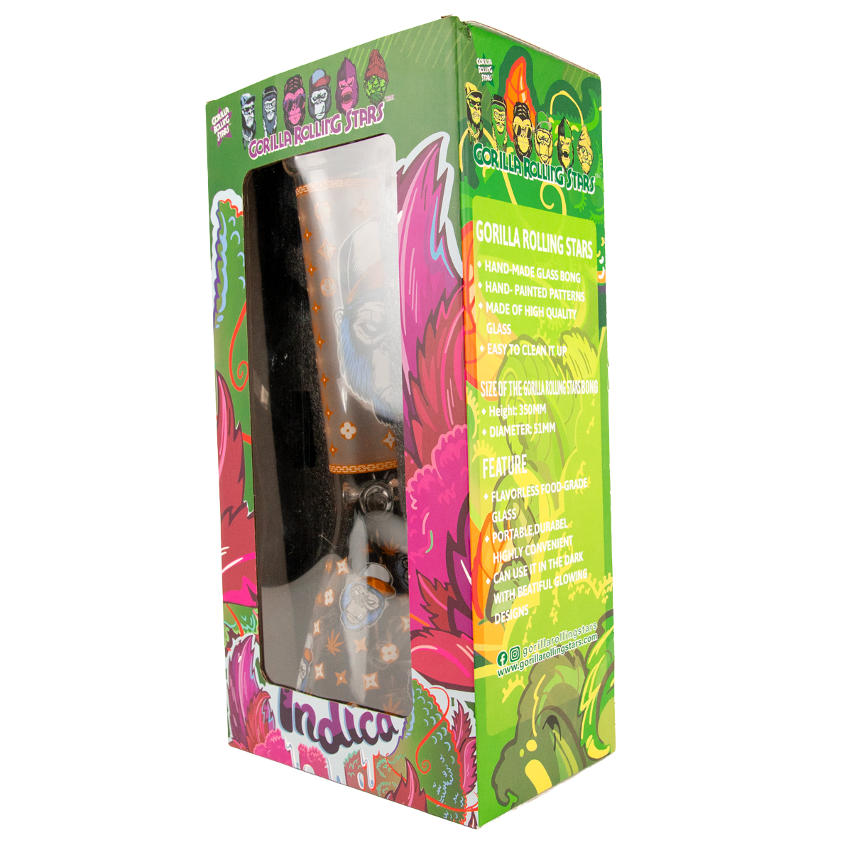 Large Bong Smokers Set - Indica Gorilla Rolling Stars