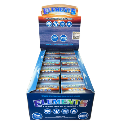 Elements Single Wide 5m Ultra Thin Rice Rolling Paper (Full Box)