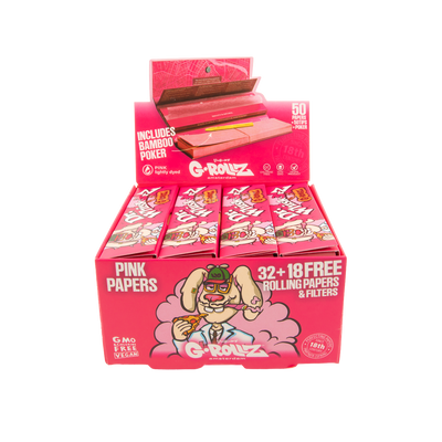 G-Rollz Dr. Whiskerz Pink Rolling Papers, Tips & Poker - 20 Pack