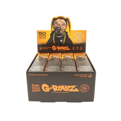 G-Rollz Rap Dog Unbleached King Size Papers + Tips + Poker - (20 Pack)