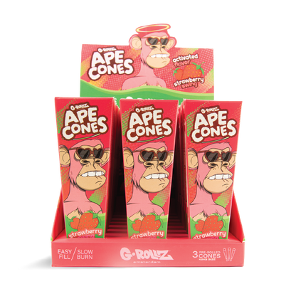 G-Rollz Ape King Size Pre-Rolled Cones: Strawberry Swing - 3 Cones (24 Pack)