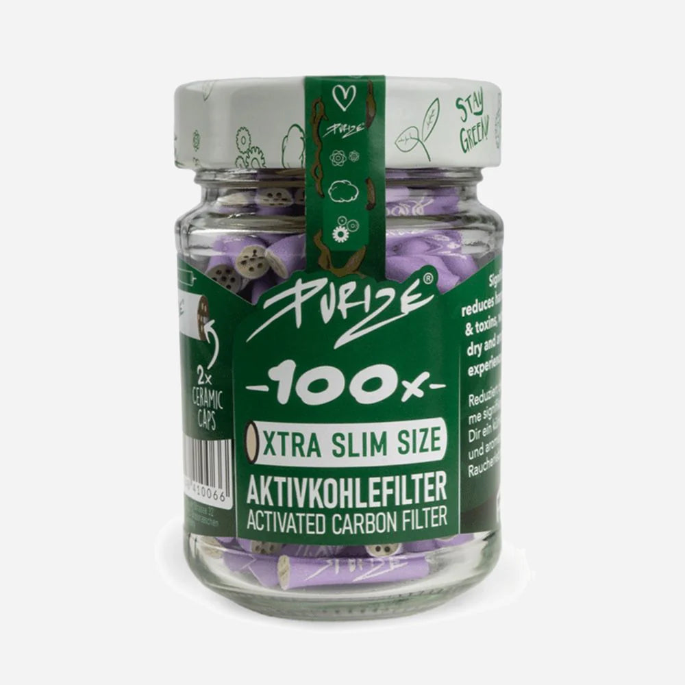 PURIZE® Activated Carbon Xtra Slim Filters Glass Jar (100 pcs)