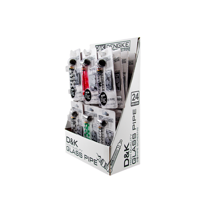 D&K Smokers Pipes Glass Mixed Colours (24 Pack)