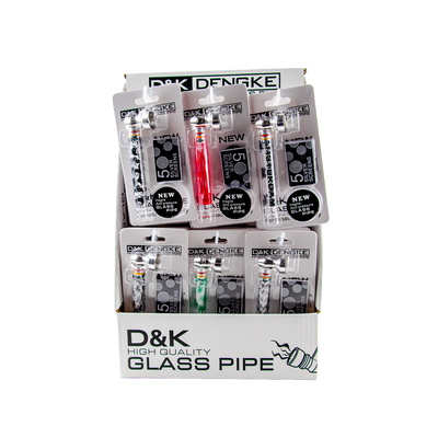 D&K Smokers Pipes Glass Mixed Colours (24 Pack)
