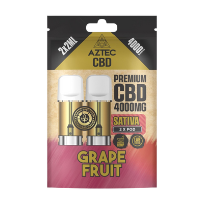 Aztec CBD Premium CBD Pods 4000mg 2x2ml - Grape Fruit