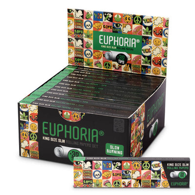 Euphoria King Size Slim Rolling Papers + Filters - Groovy (Full Box)