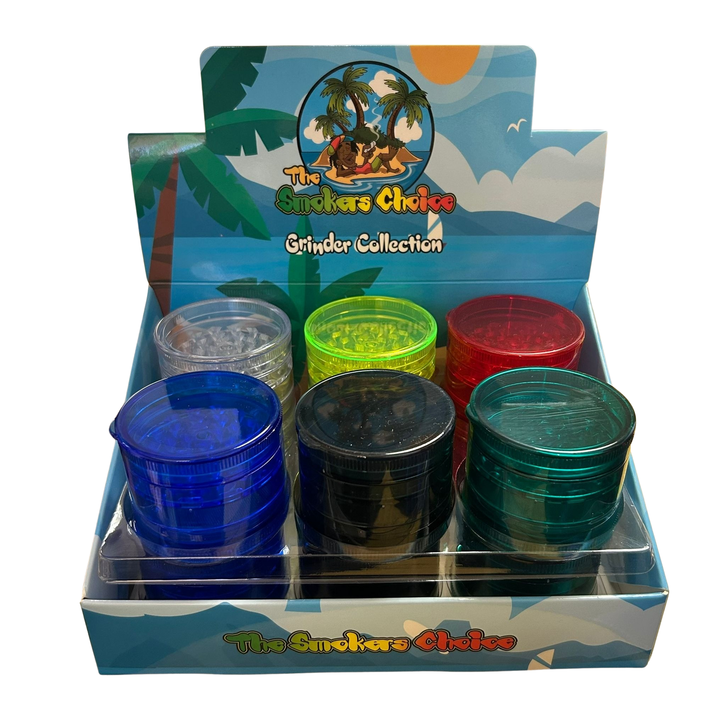 5-Part Plastic Grinder - Multi Coloured (HX224) - 12 pcs