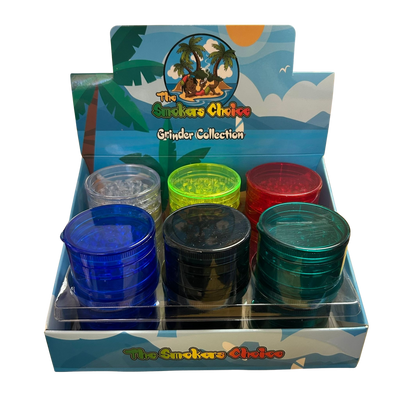 5-Part Plastic Grinder - Multi Coloured (HX224) - 12 pcs