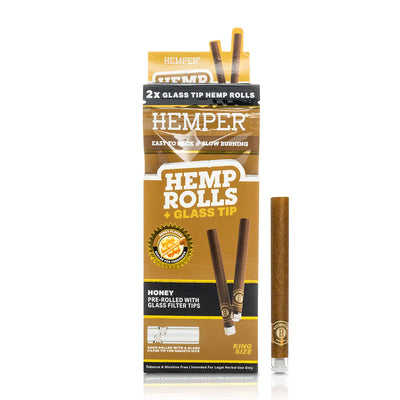 Hemper Hemp Cone Rolls + Glass Tips 2 Pack (12 pcs) - Honey