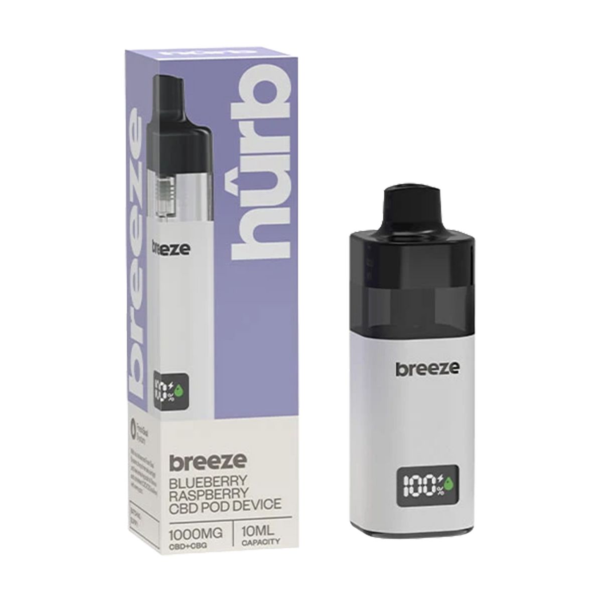 Hûrb Breeze CBD Pod Device CBD+CBG 1000mg 10ml - Blueberry Raspberry