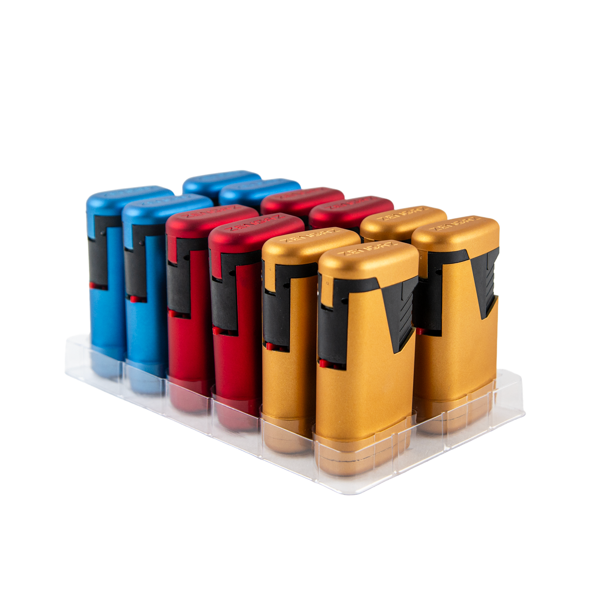 Zengaz Zl-9 Metallic Icy Twin Jet Lighters (12 Pack)