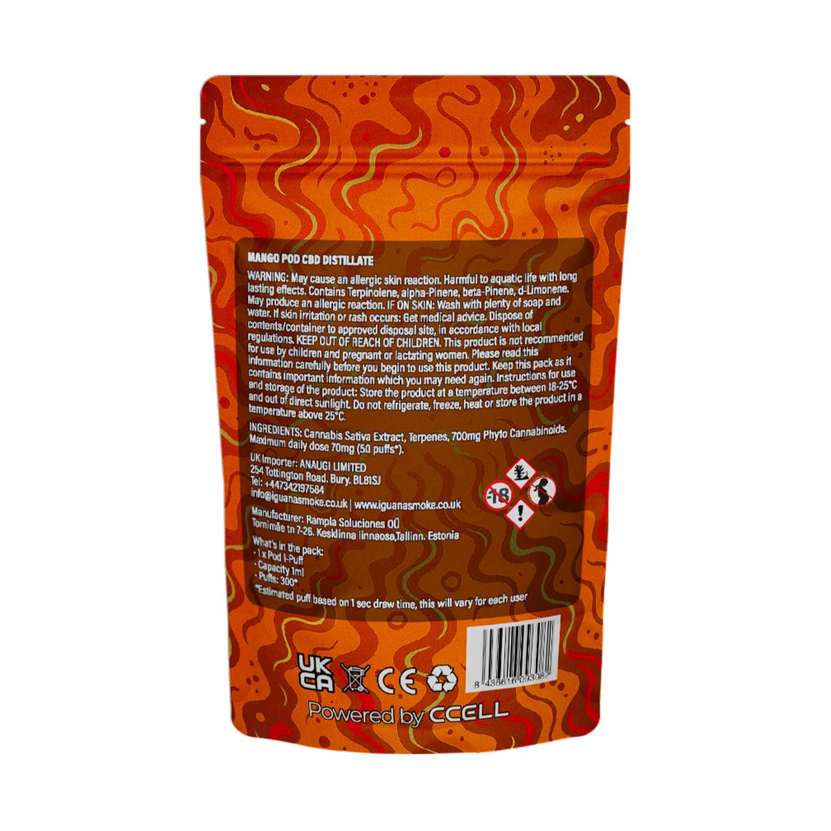 Iguana Smoke I-Puff Replacement Pod: Mango - 700mg (Single Piece)