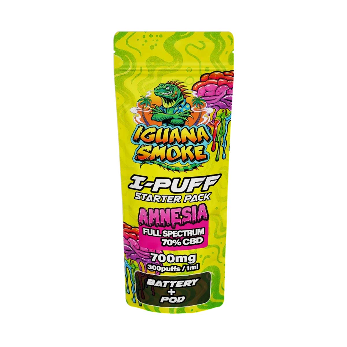 Iguana Smoke I-Puff Starter Pack CBD Vape Kit: Amnesia - 700mg (Single Piece)