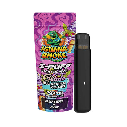 Iguana Smoke I-Puff Starter Pack CBD Vape Kit: Gelato - 700mg (Single Piece)