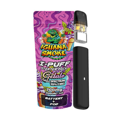 Iguana Smoke I-Puff Starter Pack CBD Vape Kit: Gelato - 700mg (Single Piece)