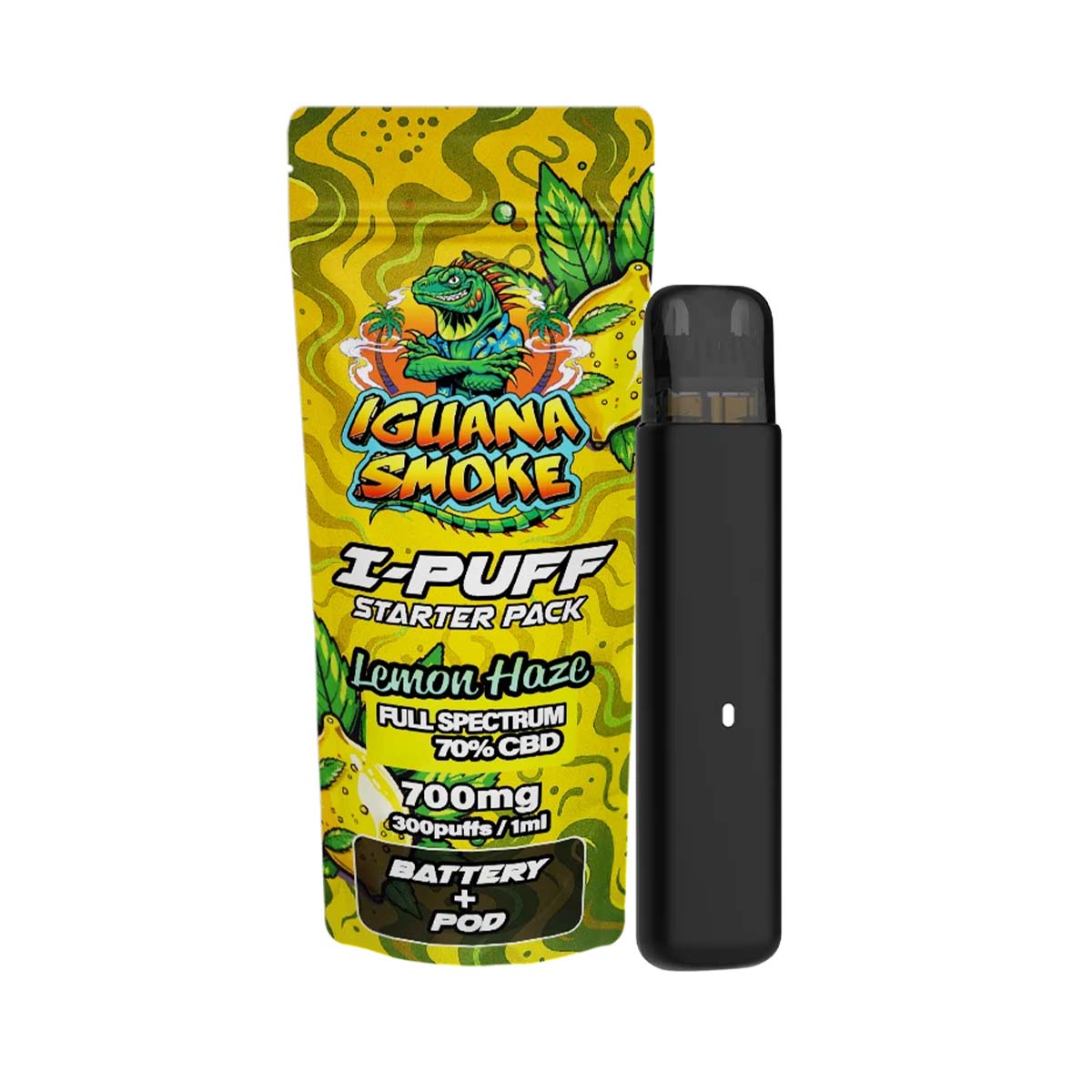 Iguana Smoke I-Puff Starter Pack CBD Vape Kit: Lemon Haze - 700mg (Single Piece)