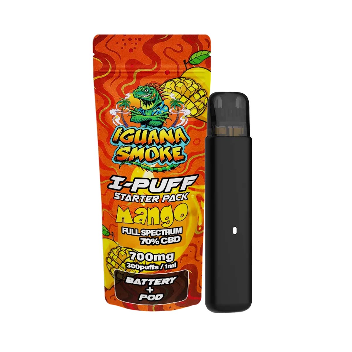 Iguana Smoke I-Puff Starter Pack CBD Vape Kit: Mango - 700mg (Single Piece)