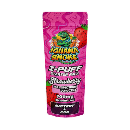 Iguana Smoke I-Puff Starter Pack CBD Vape Kit: Strawberry - 700mg (Single Piece)