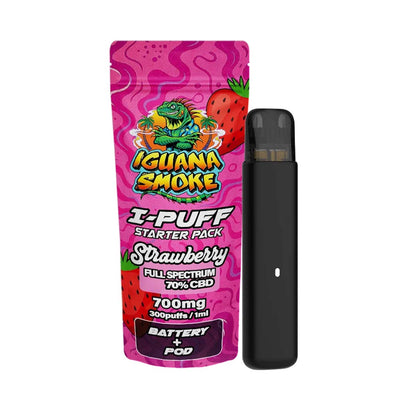 Iguana Smoke I-Puff Starter Pack CBD Vape Kit: Strawberry - 700mg (Single Piece)