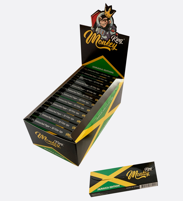 Monkey King Rolling Papers & Filter Tips: Jamaica Ed. - Medium 1¼ (24 Pack)
