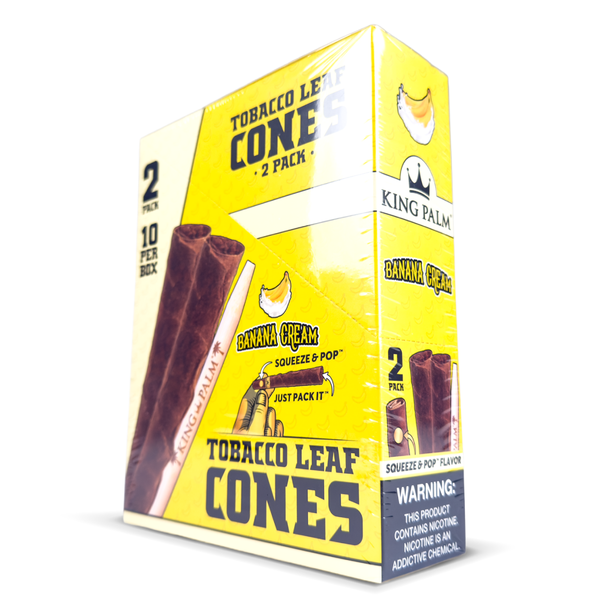 King Palm Flavoured Squeeze & Pop Tobacco Leaf Cones - Banana Cream (10pcs)