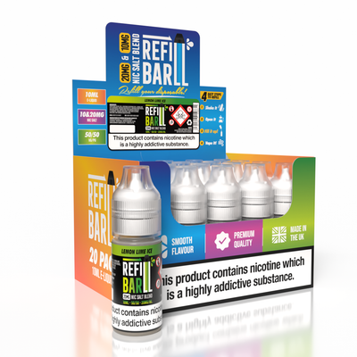 Refill Bar Salts Lemon Lime Ice 10ml 50vg - (Pack Of 20)