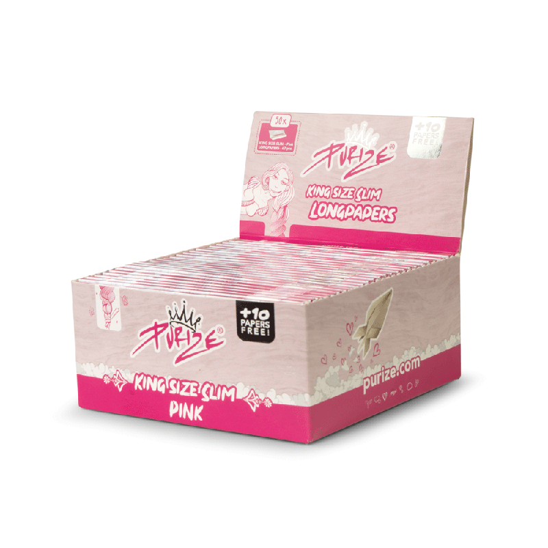 PURIZE® King Size Slim Longpapers - Pink (Full Box)