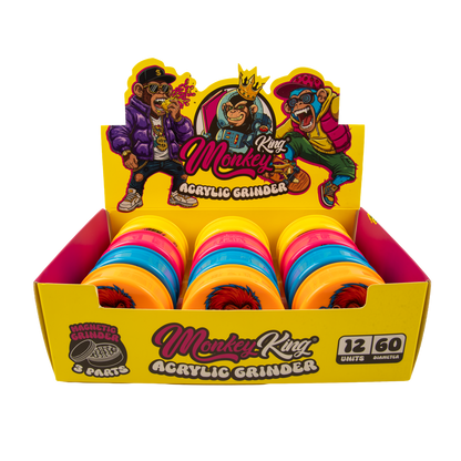 Monkey King Acrylic 3 Part Grinders - (12 Pack)
