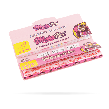 Monkey King Rolling Papers & Tips: Pink - King Size (24 Pack)