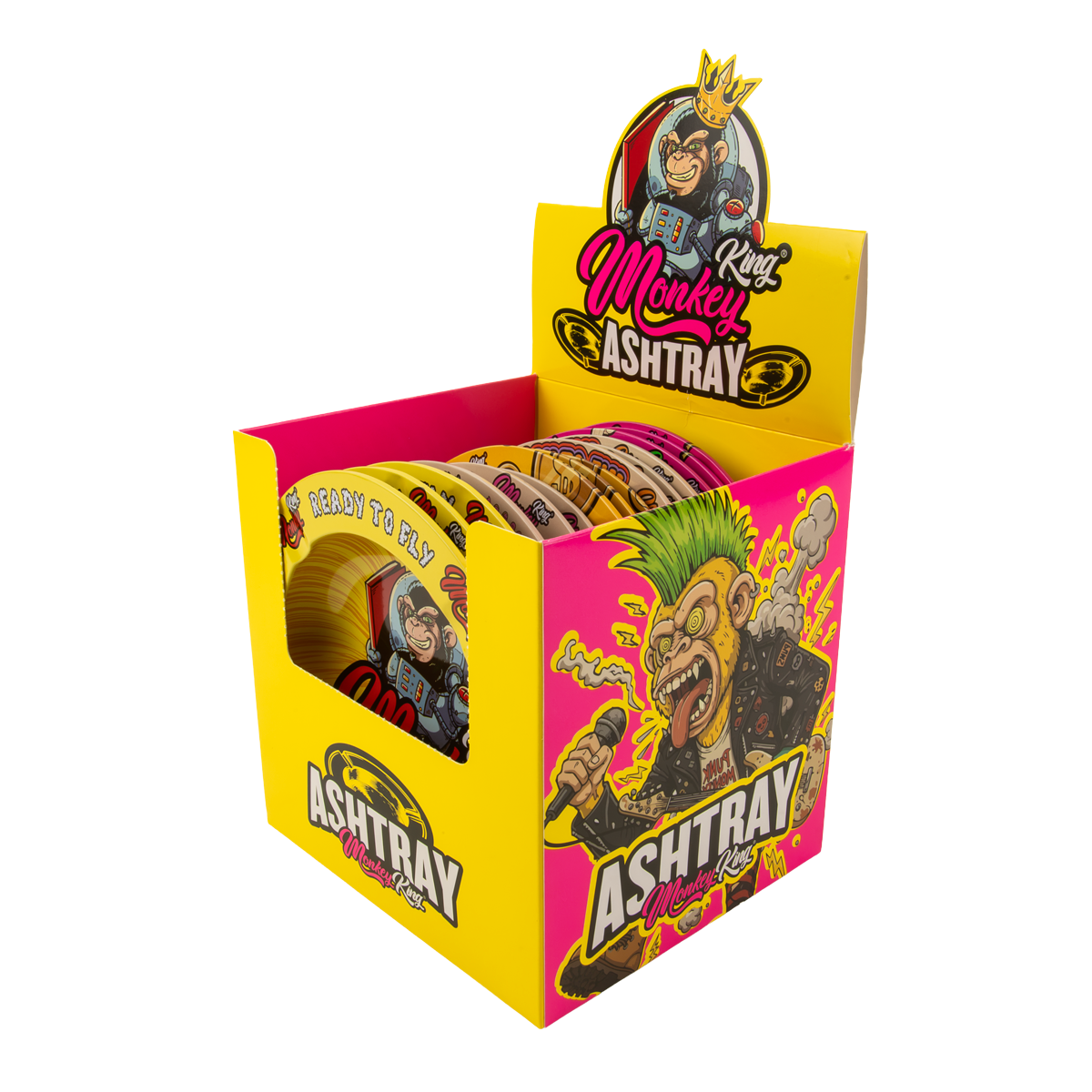 Monkey King Assorted Metal Ashtrays - (15 Pack)